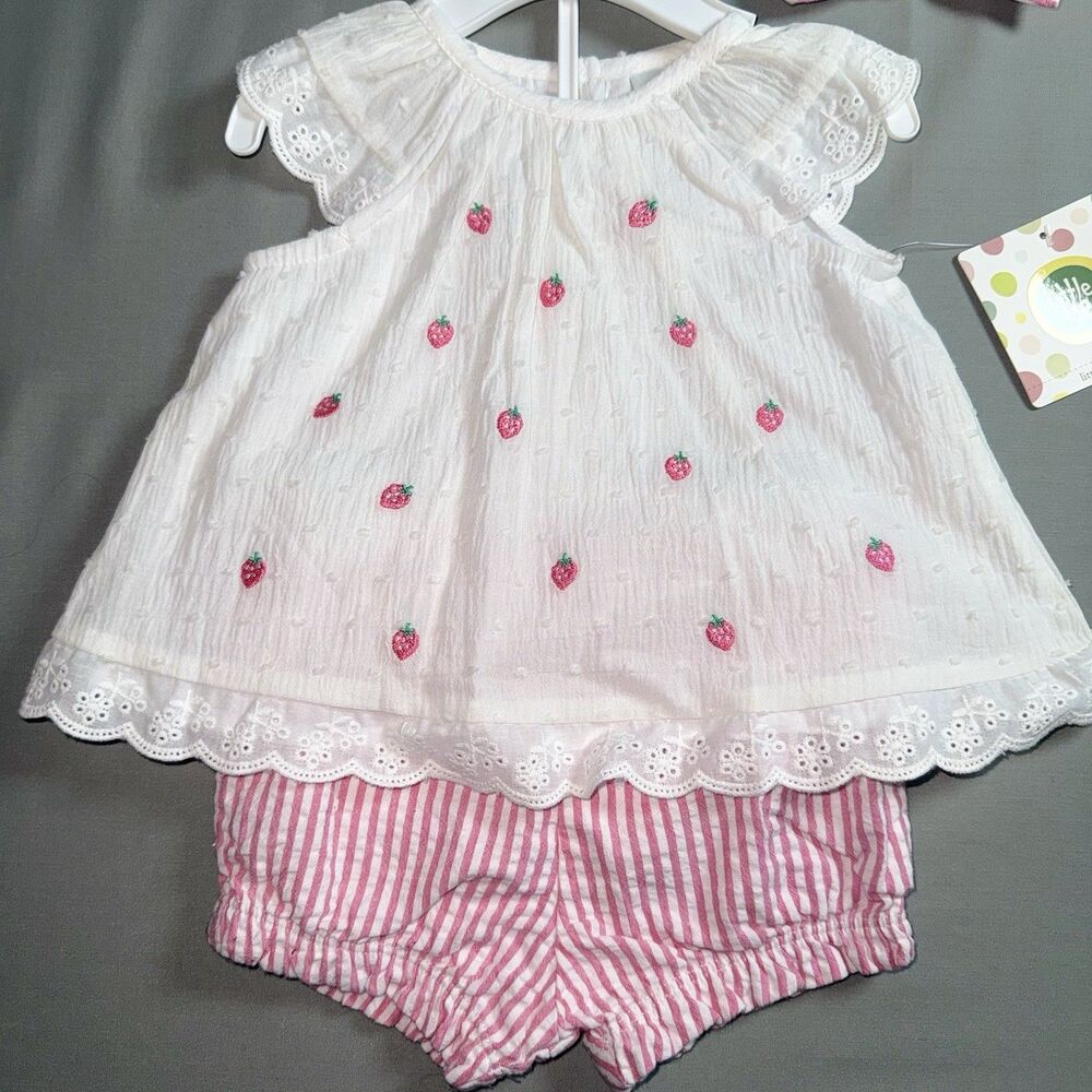 NWT Little me Babygirl Strawberry Set Size 6 Months - Picture 2 of 6
